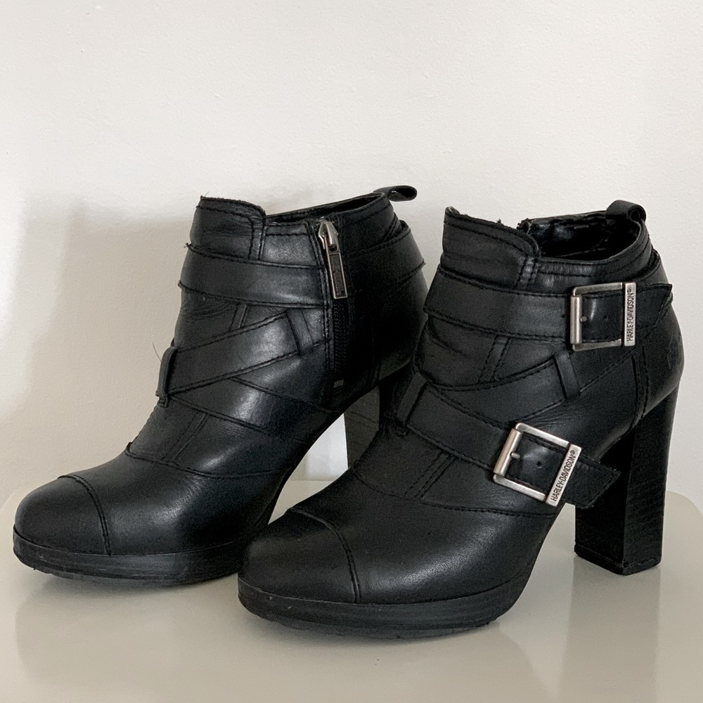 Harley-Davidson® Women's Samantha Black 3-Inch Ankle Boots, Inside Zipper D84443